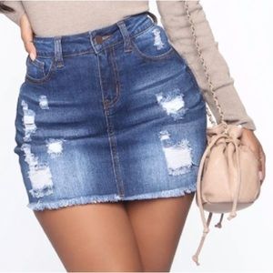 Distressed Denim Skirt